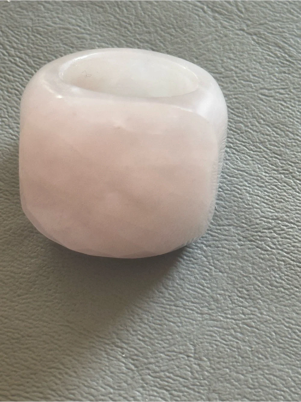 Hand Carved Pink Quartz Ring All Stone Ring. Size 7 (26g)